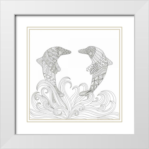 Creatures From The Deep 5 White Modern Wood Framed Art Print with Double Matting by Varacek, Pam