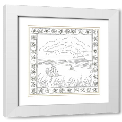 Summer Time Boat White Modern Wood Framed Art Print with Double Matting by Varacek, Pam