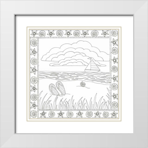 Summer Time Boat White Modern Wood Framed Art Print with Double Matting by Varacek, Pam