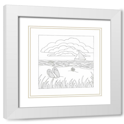 Summer Time Fun White Modern Wood Framed Art Print with Double Matting by Varacek, Pam