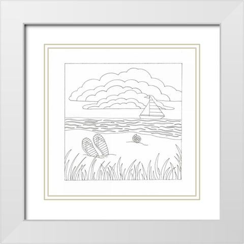Summer Time Fun White Modern Wood Framed Art Print with Double Matting by Varacek, Pam