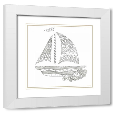 Flying Sails White Modern Wood Framed Art Print with Double Matting by Varacek, Pam