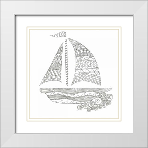 Flying Sails White Modern Wood Framed Art Print with Double Matting by Varacek, Pam