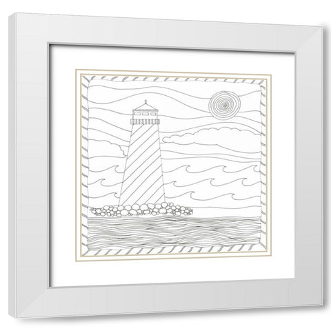 Lighthouse Majesty White Modern Wood Framed Art Print with Double Matting by Varacek, Pam