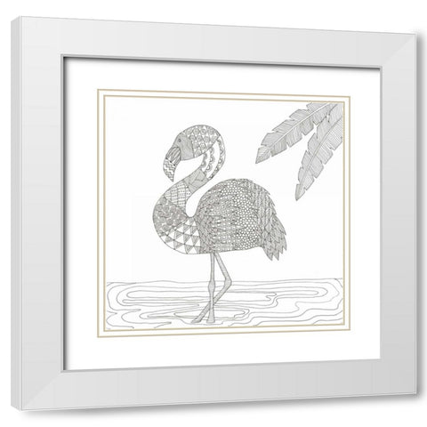Lost Flamingo White Modern Wood Framed Art Print with Double Matting by Varacek, Pam