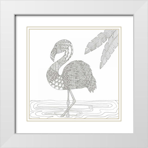 Lost Flamingo White Modern Wood Framed Art Print with Double Matting by Varacek, Pam