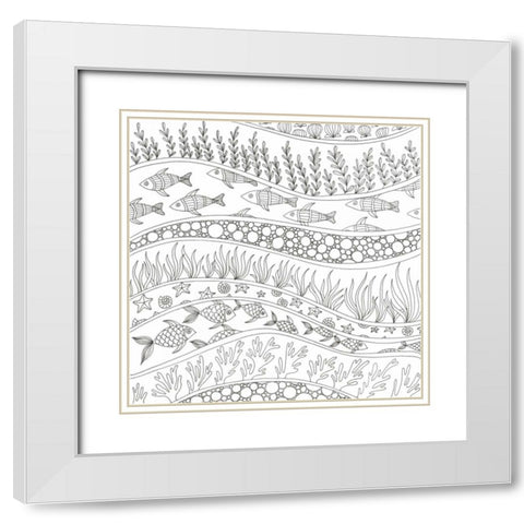 Ocean Rush White Modern Wood Framed Art Print with Double Matting by Varacek, Pam