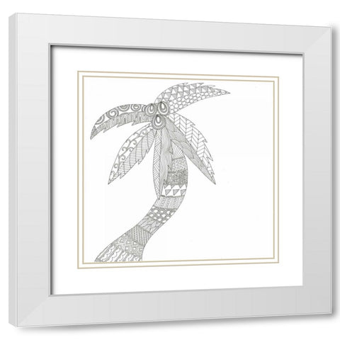 Isolated Palm White Modern Wood Framed Art Print with Double Matting by Varacek, Pam