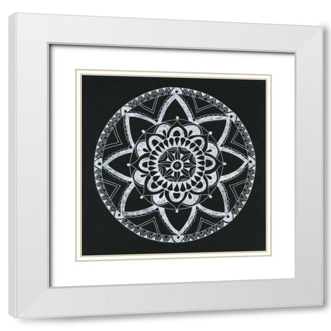 Ying Mandala White Modern Wood Framed Art Print with Double Matting by Varacek, Pam