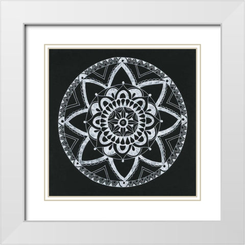 Ying Mandala White Modern Wood Framed Art Print with Double Matting by Varacek, Pam