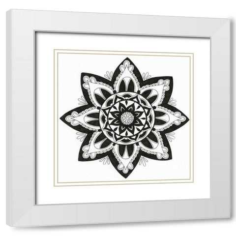 Yang Mandala White Modern Wood Framed Art Print with Double Matting by Varacek, Pam