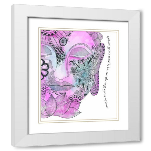 Blue Buddha What You Seek White Modern Wood Framed Art Print with Double Matting by Varacek, Pam