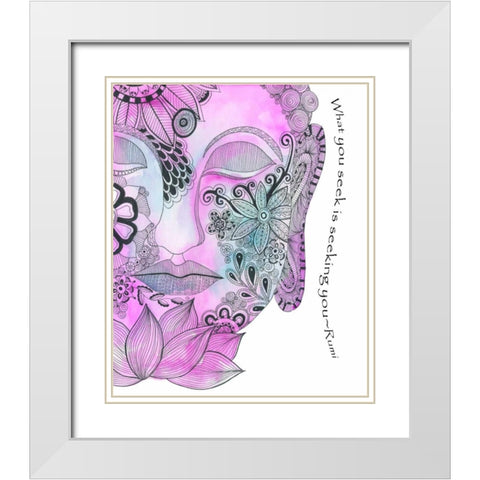 Blue Buddha What You Seek White Modern Wood Framed Art Print with Double Matting by Varacek, Pam