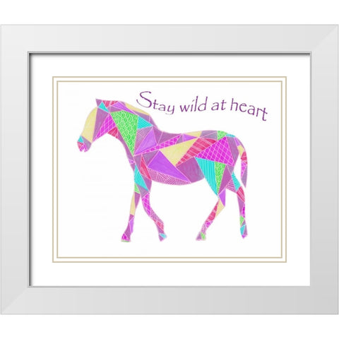 Colorpoly Horsia Stay Wild White Modern Wood Framed Art Print with Double Matting by Varacek, Pam