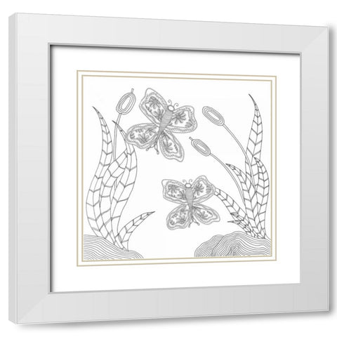 Butterfly Sky White Modern Wood Framed Art Print with Double Matting by Varacek, Pam