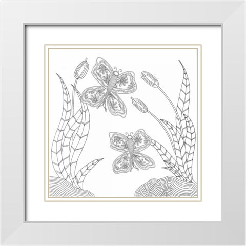 Butterfly Sky White Modern Wood Framed Art Print with Double Matting by Varacek, Pam