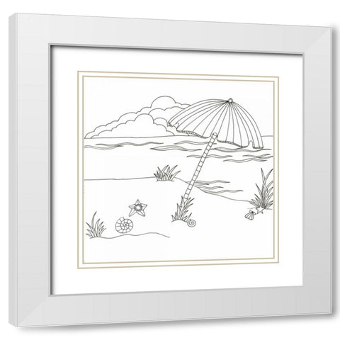 Shell Day White Modern Wood Framed Art Print with Double Matting by Varacek, Pam