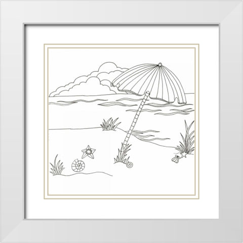 Shell Day White Modern Wood Framed Art Print with Double Matting by Varacek, Pam