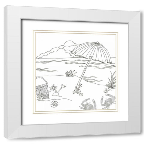 Beach Day White Modern Wood Framed Art Print with Double Matting by Varacek, Pam