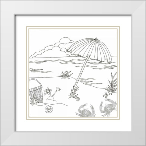 Beach Day White Modern Wood Framed Art Print with Double Matting by Varacek, Pam