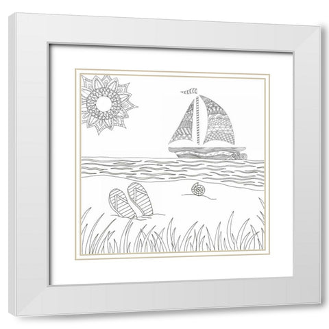 Summer Sailing White Modern Wood Framed Art Print with Double Matting by Varacek, Pam