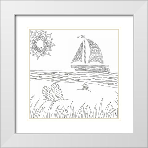 Summer Sailing White Modern Wood Framed Art Print with Double Matting by Varacek, Pam