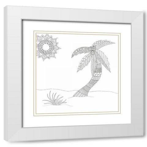 Summer Palm White Modern Wood Framed Art Print with Double Matting by Varacek, Pam