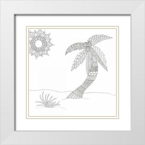 Summer Palm White Modern Wood Framed Art Print with Double Matting by Varacek, Pam
