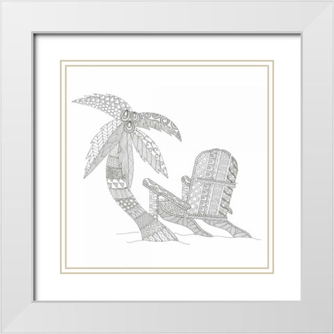 Summer Seat White Modern Wood Framed Art Print with Double Matting by Varacek, Pam