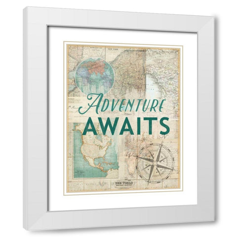 Adventure awaits White Modern Wood Framed Art Print with Double Matting by Lula Bijoux and Company