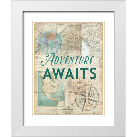 Adventure awaits White Modern Wood Framed Art Print with Double Matting by Lula Bijoux and Company