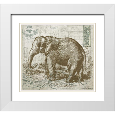 Elegant Safari Elephant 1 White Modern Wood Framed Art Print with Double Matting by Allen, Candace