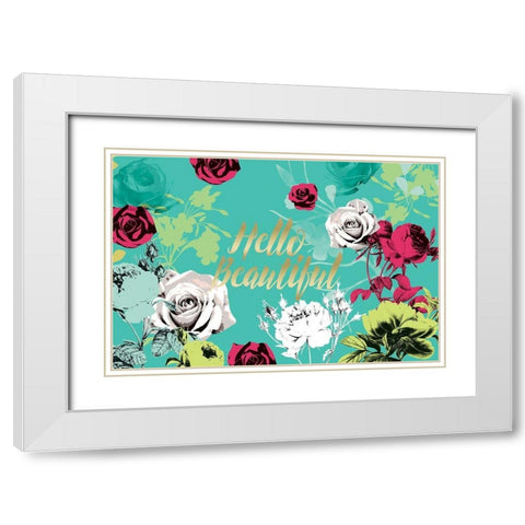 Hello Beautiful Bright Roses White Modern Wood Framed Art Print with Double Matting by Allen, Candace