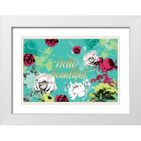 Hello Beautiful Bright Roses White Modern Wood Framed Art Print with Double Matting by Allen, Candace