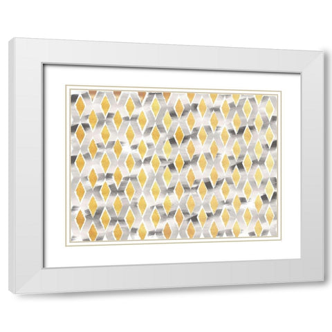 Gold And Grey Abstract White Modern Wood Framed Art Print with Double Matting by Lula Bijoux and Company