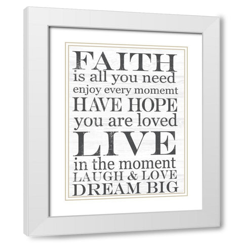 FAITH White Modern Wood Framed Art Print with Double Matting by Lula Bijoux and Company