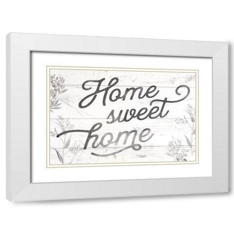 Home Sweet Home White Modern Wood Framed Art Print with Double Matting by Lula Bijoux and Company