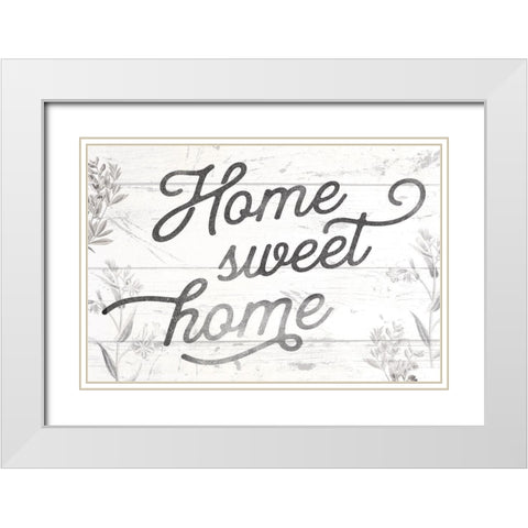 Home Sweet Home White Modern Wood Framed Art Print with Double Matting by Lula Bijoux and Company