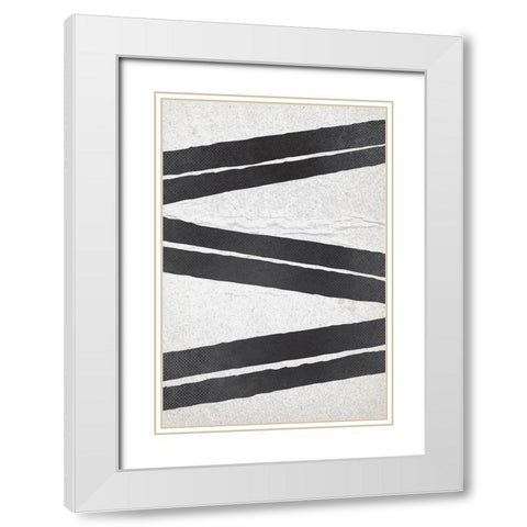 BW Minimalist Zig Zag 1 White Modern Wood Framed Art Print with Double Matting by Lula Bijoux and Company