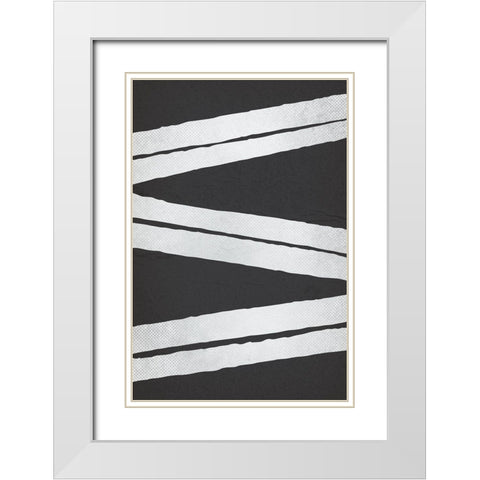 BW Minimalist Zig Zag 2 White Modern Wood Framed Art Print with Double Matting by Lula Bijoux and Company