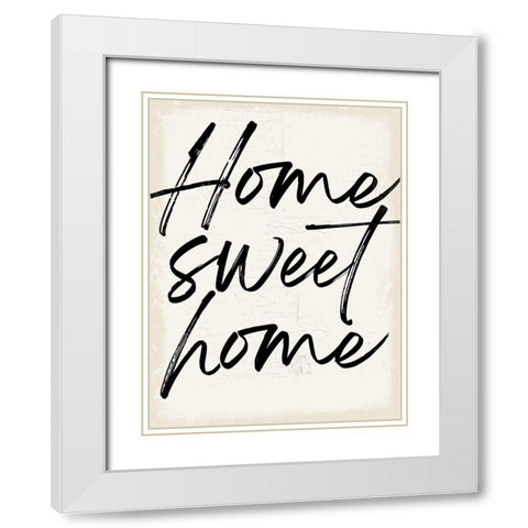 Home Sweet Home White Modern Wood Framed Art Print with Double Matting by Lula Bijoux and Company