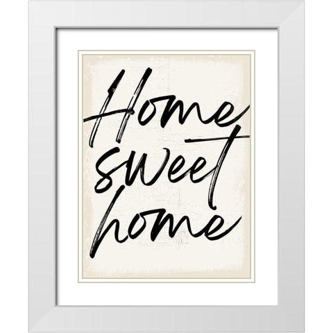 Home Sweet Home White Modern Wood Framed Art Print with Double Matting by Lula Bijoux and Company