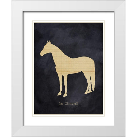 Horse White Modern Wood Framed Art Print with Double Matting by Lula Bijoux And Company