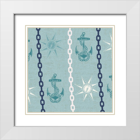 Nautical Pattern 3 White Modern Wood Framed Art Print with Double Matting by Allen, Candace