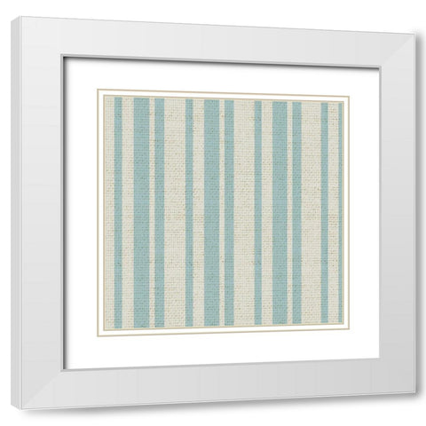 Nautical Turq Stripe 1 White Modern Wood Framed Art Print with Double Matting by Allen, Candace