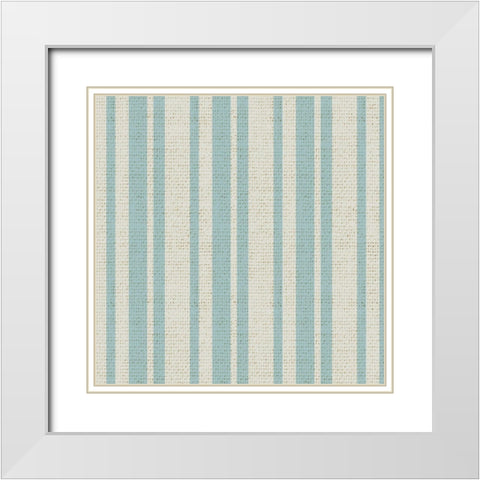 Nautical Turq Stripe 1 White Modern Wood Framed Art Print with Double Matting by Allen, Candace