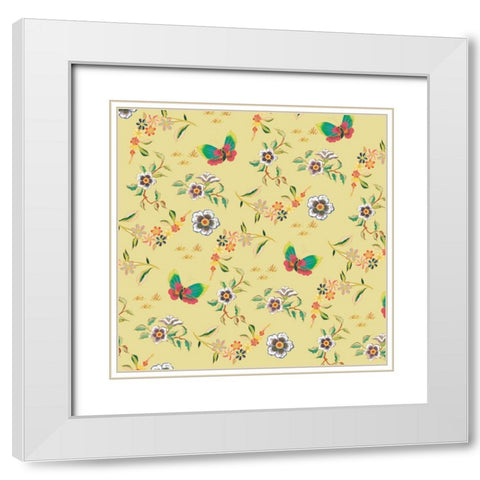 Kimono Quilt Toss 2 White Modern Wood Framed Art Print with Double Matting by Allen, Candace