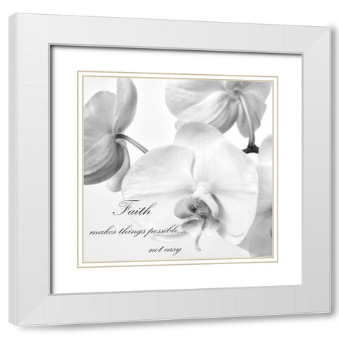 Faith Orchids White Modern Wood Framed Art Print with Double Matting by Poinski, Dianne