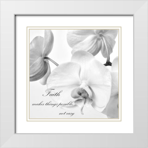 Faith Orchids White Modern Wood Framed Art Print with Double Matting by Poinski, Dianne