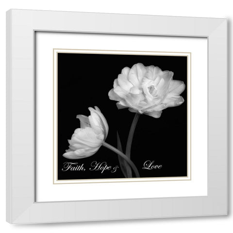 Faith Hope Love White Modern Wood Framed Art Print with Double Matting by Poinski, Dianne